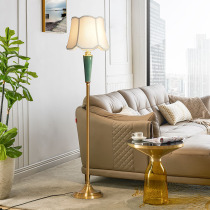 American living room ceramic floor lamp Nordic light luxury simple villa dining room bedroom full copper color bedside vertical table lamp