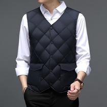 Middle-aged and elderly New down cotton vest mens autumn and winter slim cashmere base plus velvet thickened warm inner wear vest