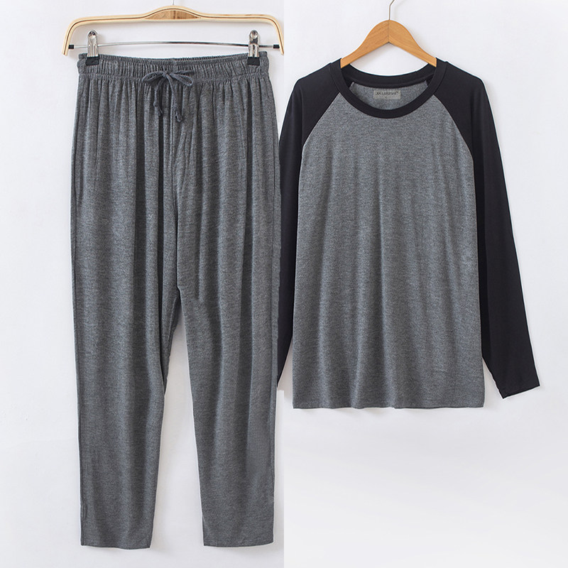 Spring and autumn men's long-sleeved trousers loose large size casual sports suit modal comfortable thin section fat pajamas home clothes