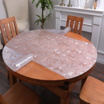 Round folding telescopic table mat transparent pvc soft glass waterproof and oil-proof non-wash round dining table cloth