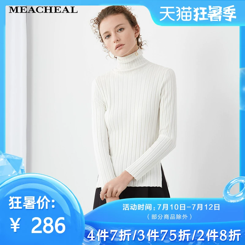 MEACHEAL Michelle mùa xuân kiểu áo len mới là áo len mỏng cổ cao - Đan Cardigan