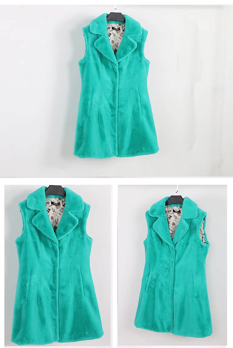 Maomao vest nữ mùa đông chống lông mùa nữ dài phần mỏng là mùa thu hoang dã và mùa đông phù hợp với cổ áo cổ áo thỏ lông áo lông thỏ