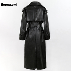 Кожаная куртка nerazzurri谏oversize皮缫屡腰袍宽松pu皮衣外套