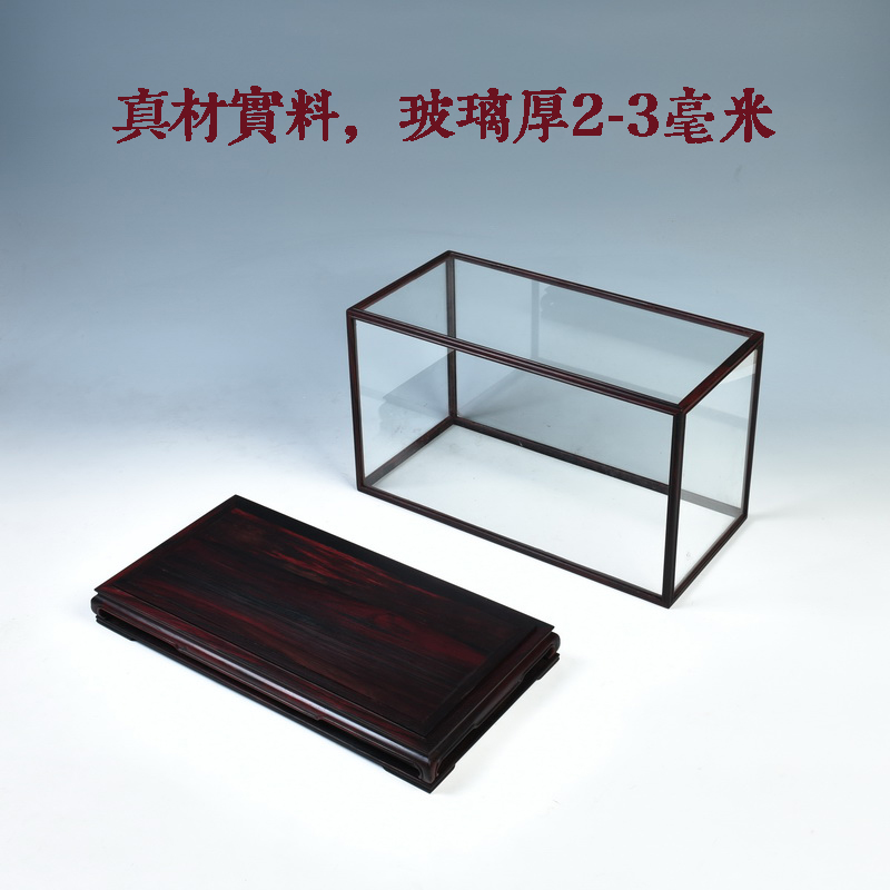 Pianology picking annatto cage treasure jade solid wood to the niches display cover dust cover the glass for the base can be customized