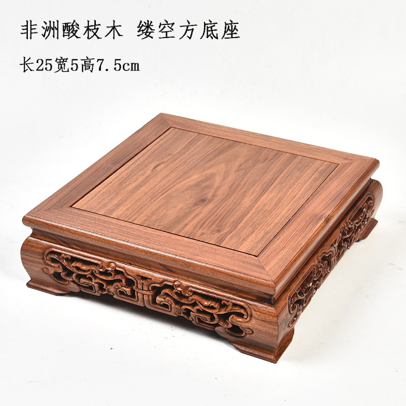 Redwood base solid wood rectangle jade stone furnishing articles planter base square for FoTai Buddha base