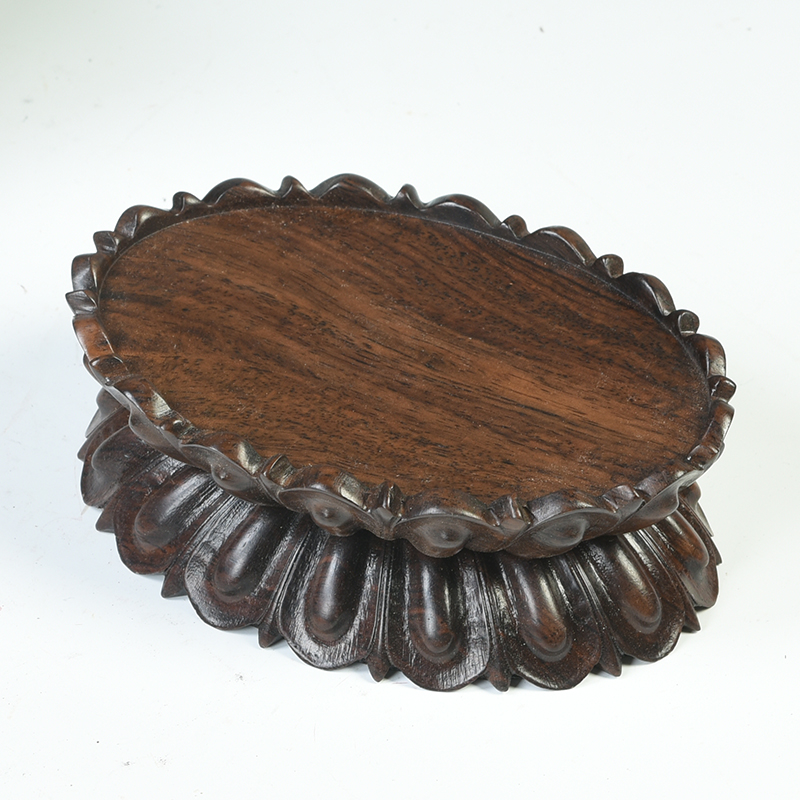 Ebony wood carving handicraft of Buddha base solid wood oval bodhisattva guanyin lotus Taiwan base to heightening pad