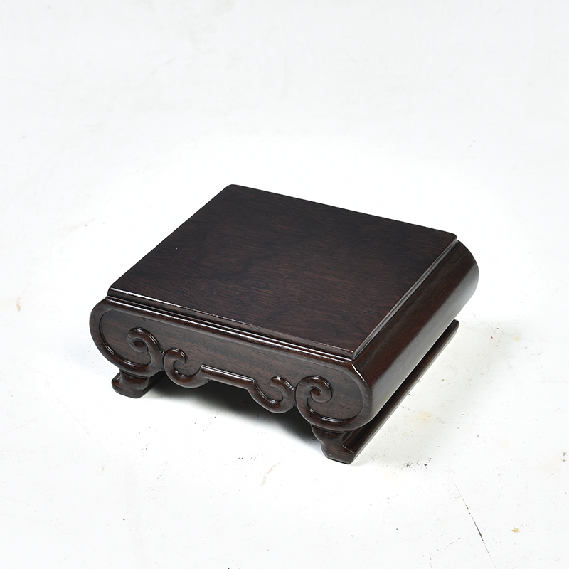 Ebony wood carving handicraft furnishing articles stone base bracket solid wood scroll rectangle base flower miniascape of base