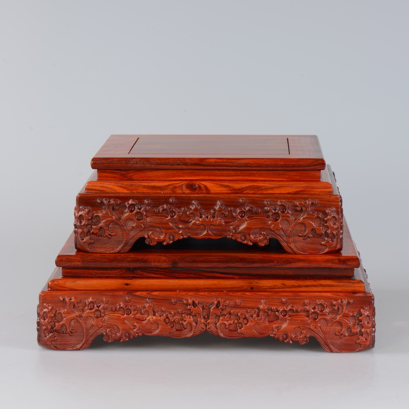 Red wingceltis rectangular stone Buddha statues carved mahogany base the duke guan flowers miniascape furnishing articles base solid wood square