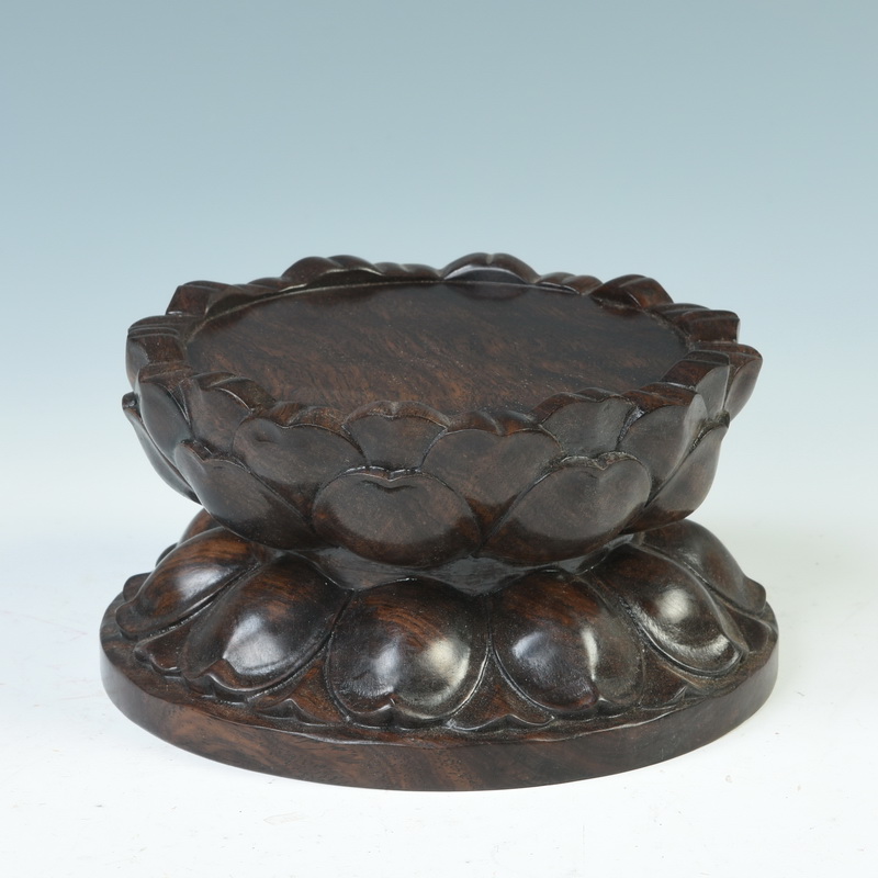 Ebony woodcarvings circular handicraft furnishing articles bodhisattva guanyin lotus lotus base station base solid wood, heightening