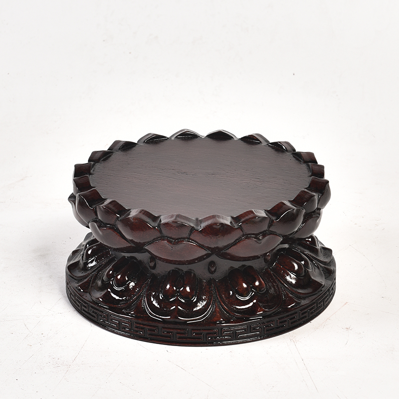 Pianology picking guanyin Buddha lotus pedestal circular furnishing articles of handicraft FoTai lotus Taiwan who solid wood base