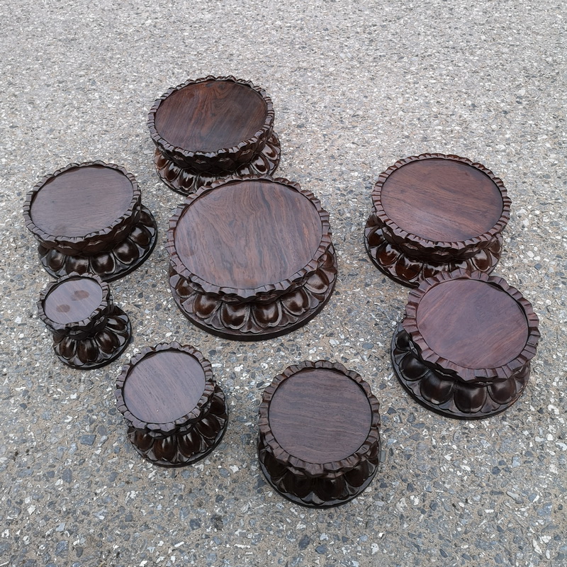 Ebony woodcarvings circular handicraft furnishing articles bodhisattva guanyin lotus lotus base station base solid wood, heightening