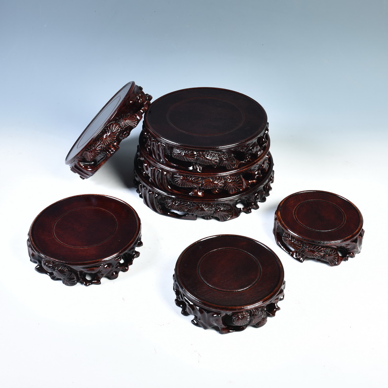 The tank base vase base solid wood round tea sets are it base stone base carved wooden base frame