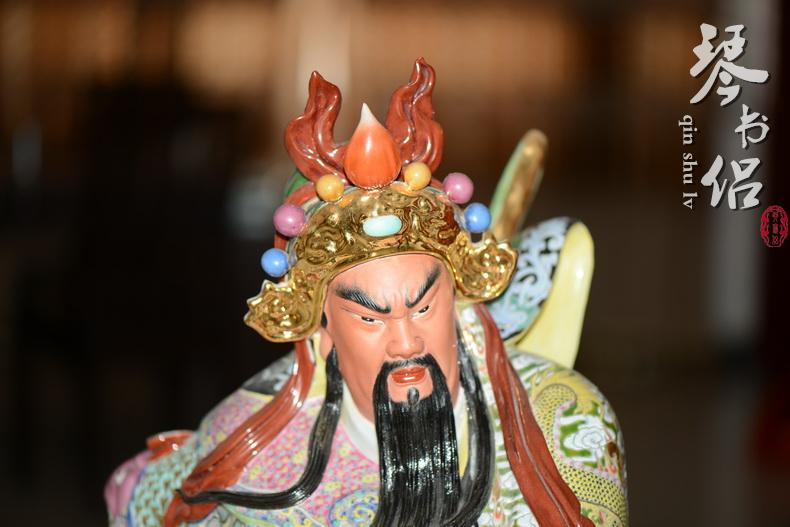 Pianology picking furnishing articles of jingdezhen porcelain industry Arthur yeung its hand - made guan yu wu guan gong 92 cm high