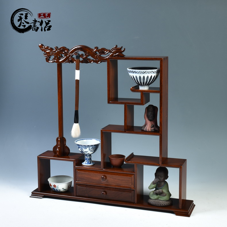 Pianology picking rosewood carving ancient frame base solid wood tea set small m letters treasure pavilion antique furnishing articles rich ancient frame base