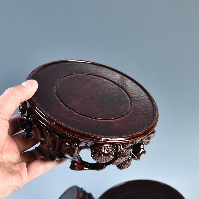 The tank base vase base solid wood round tea sets are it base stone base carved wooden base frame