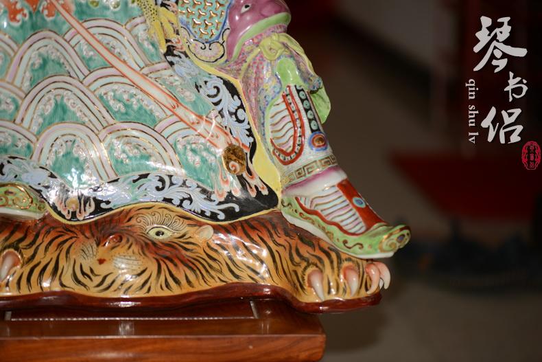 Pianology picking furnishing articles of jingdezhen porcelain industry Arthur yeung its hand - made guan yu wu guan gong 92 cm high