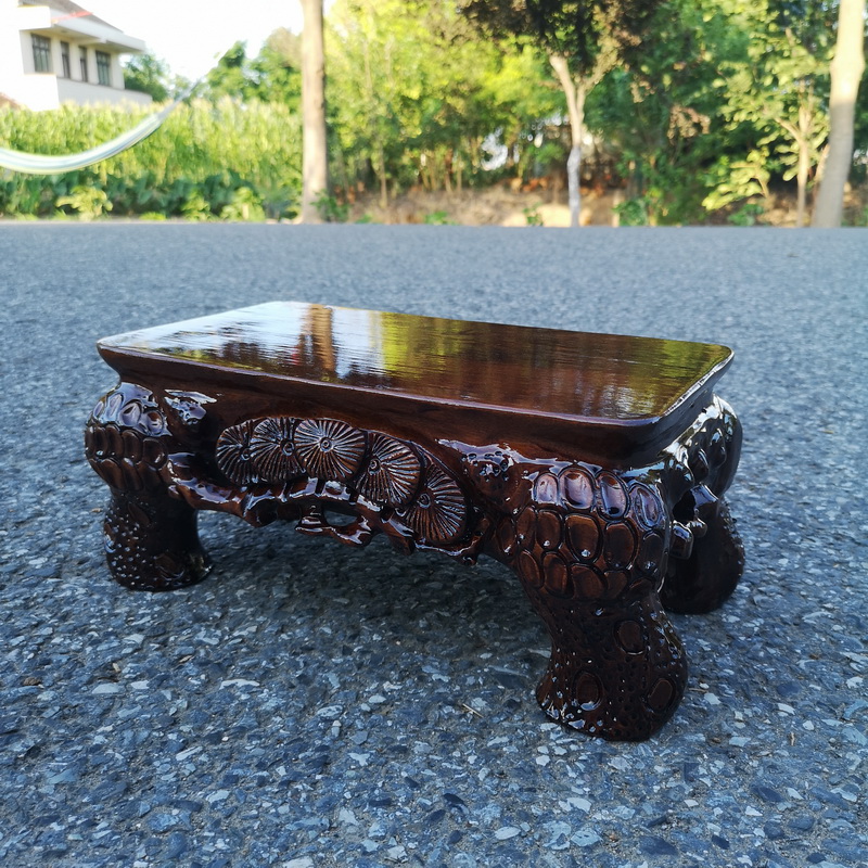 Samaras woodcarving songhua stone base solid rectangular flower miniascape base can be customized tea furnishing articles table