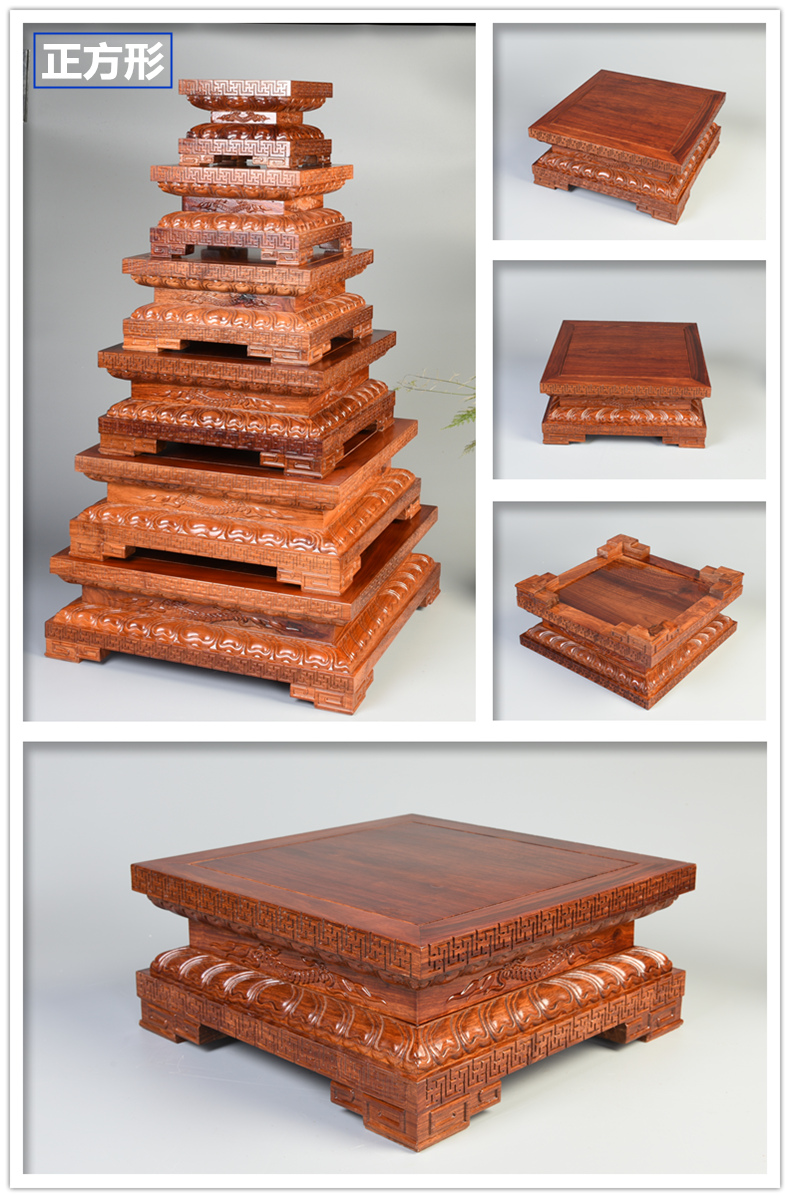 The duke guan guanyin Buddha vajra base solid rectangular jade lotus base base wooden flower pot base