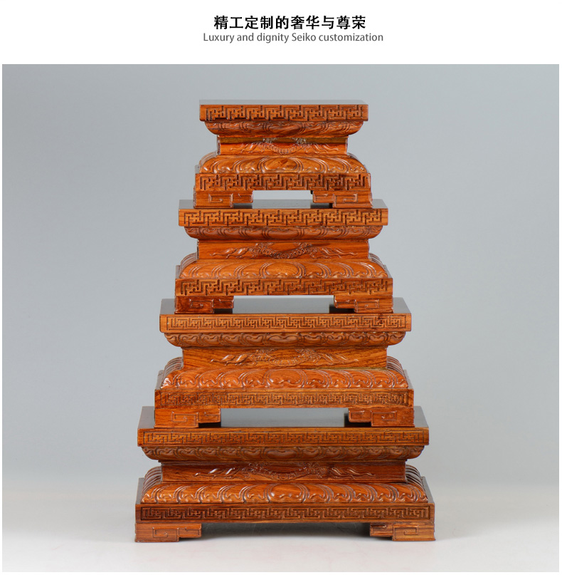 The duke guan guanyin Buddha vajra base solid rectangular jade lotus base base wooden flower pot base