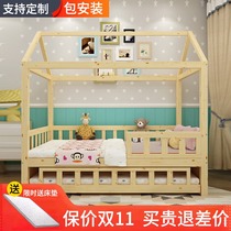 ins Wind solid wood childrens bed girl princess bed single bed bed with guardrail big child bed combination toddler bed small bed