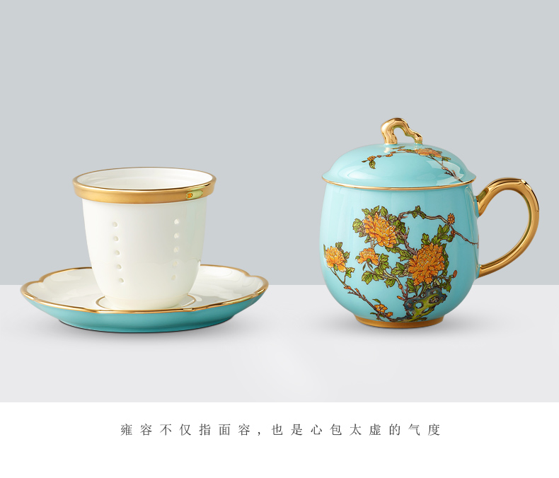 The porcelain porcelain cup 280 ml 4 Mrs Yongfeng source office cup household glass ceramic with cover