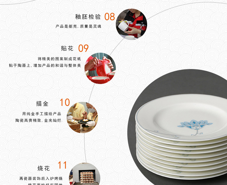 The porcelain yongfeng source morning dew said 50 skull porcelain tableware suit to use plates teaspoons of household ceramics cutlery set combination