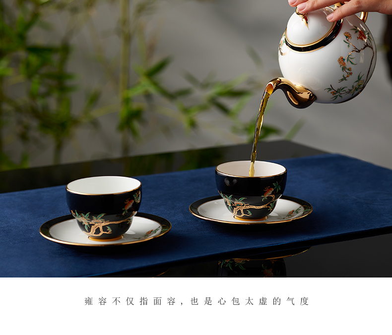 The porcelain Mrs Yongfeng source porcelain pomegranate home 14 ceramic cups of tea set tea cup round pot
