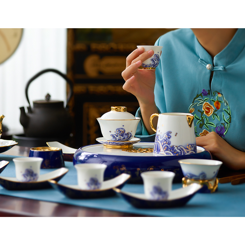 The porcelain Mr Yongfeng source 35 ceramic porcelain sea pearl kung fu tea set tea tray CPU use The teapot