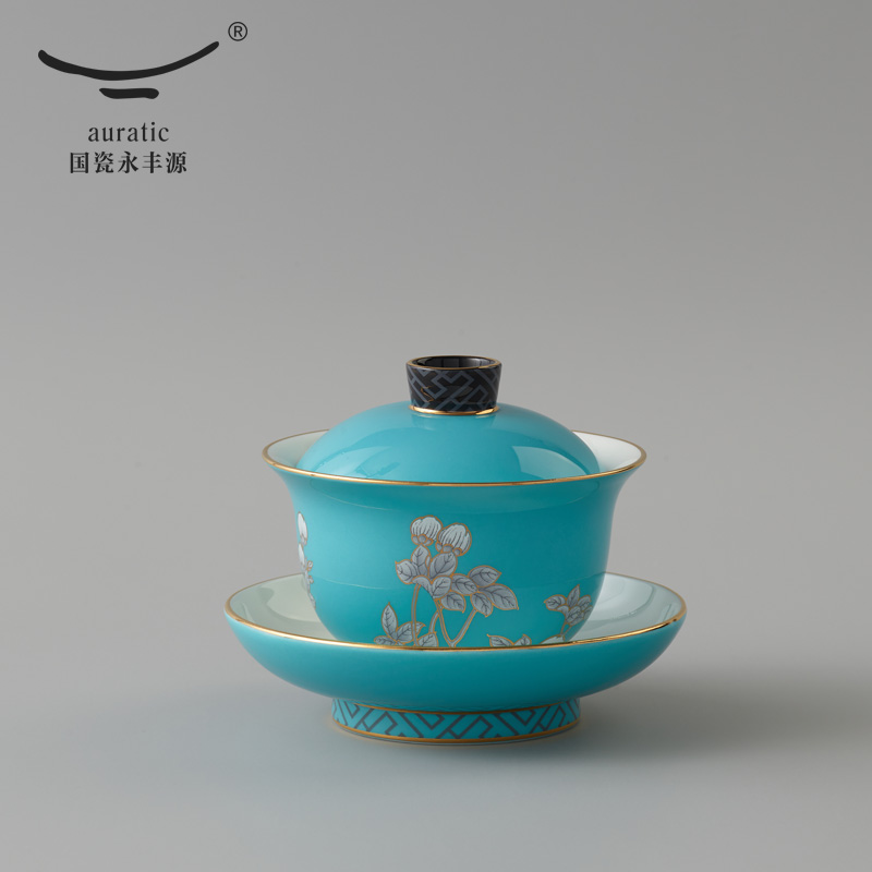 The porcelain Mrs Yongfeng source porcelain ink painting peony 3 times only three tureen tea cups of tea sea kung fu tea bowl