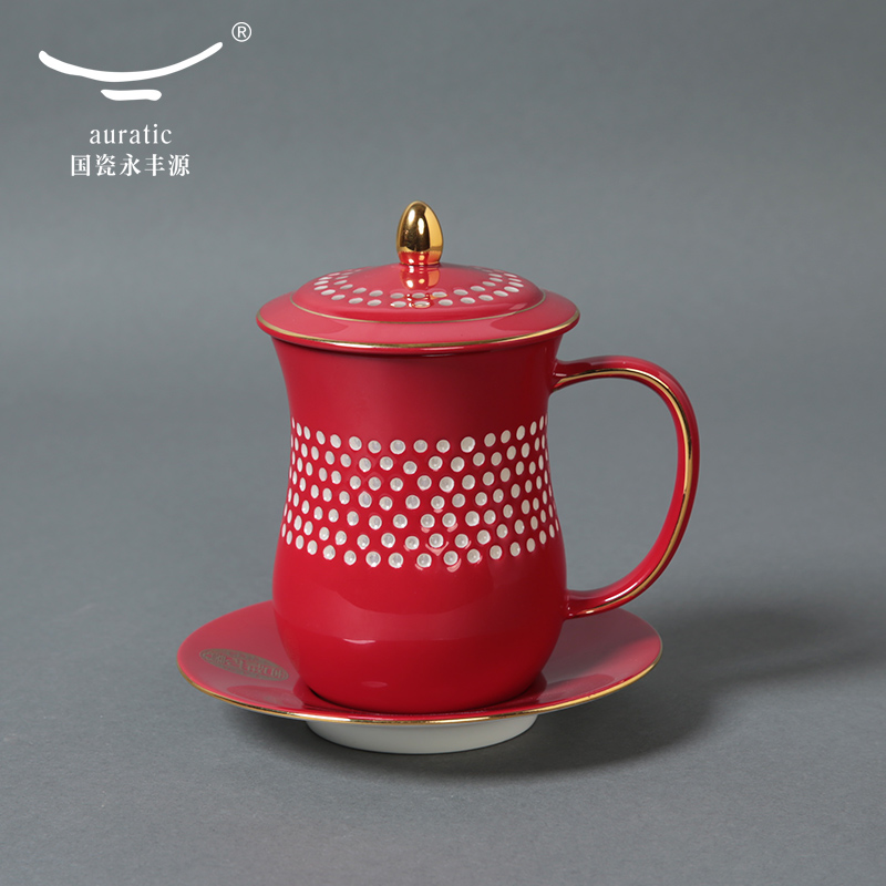 The porcelain yongfeng source auspicious new ipads porcelain ceramic cups with cover office cup suit high - grade glass meeting room