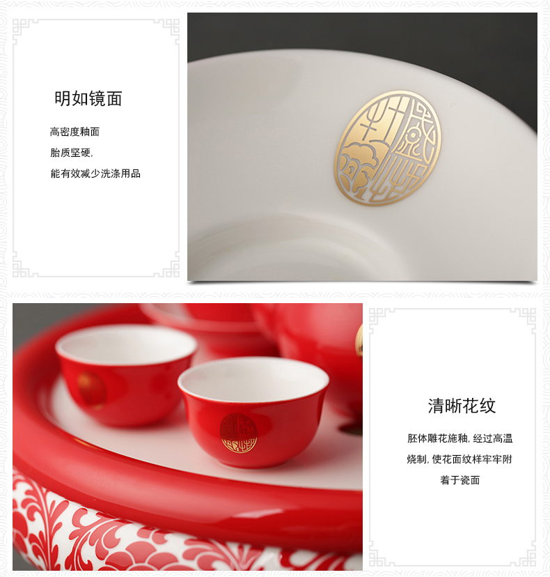 The porcelain yongfeng source under The glaze of carve patterns or designs on woodwork every ceramic kung fu tea set a complete set of tea cups tea tray household gifts