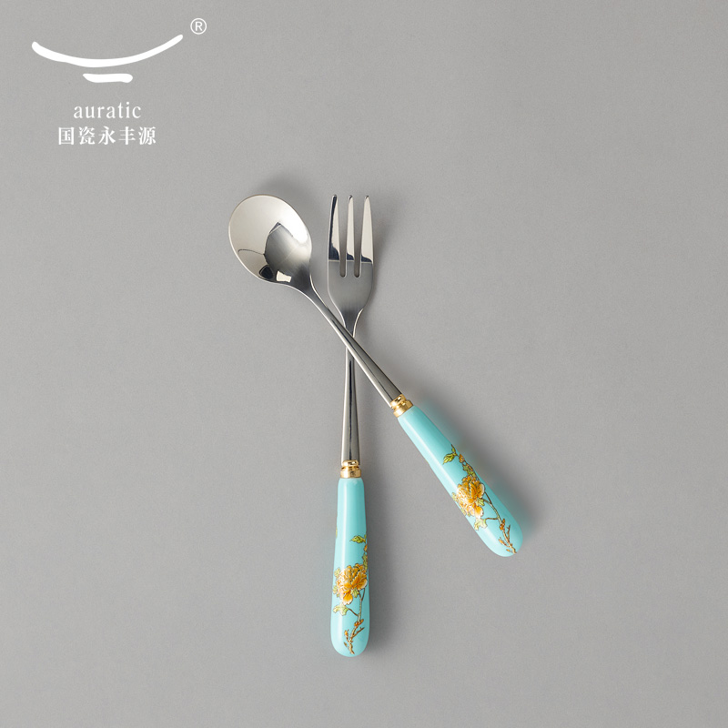 The porcelain Mrs Yongfeng source porcelain ceramic 2 spoons fork head of household spoon to eat The Chinese wind run out of a spoon