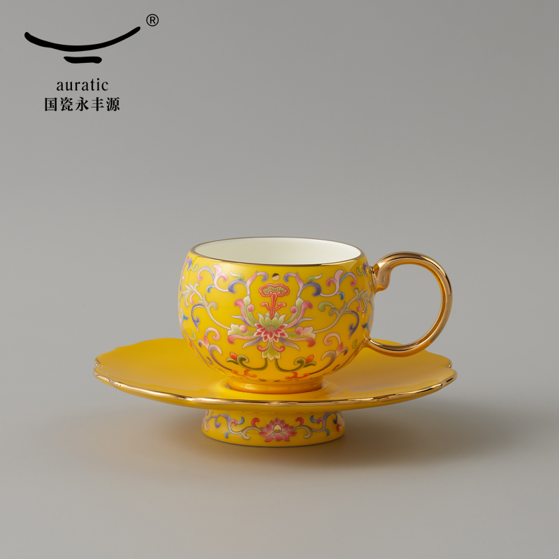 The new court porcelain Mr Yongfeng source porcelain porcelain 2/4 head tea coffee cups and saucers colored enamel cup coffee cup