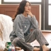 Bộ đồ ngủ nữ mùa thu và mùa đông Coral Velvet Thicken Plus Velvet Hàn Quốc Fresh Winter Sweet Flannel Home Wear - Giống cái