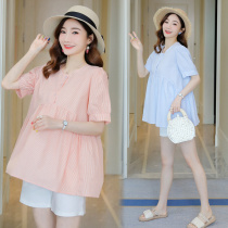 Summer Pregnant Women Suit Fashion style 2022 Summer Fashion new stripes loose Short sleeves T-shirt shorts Two sets