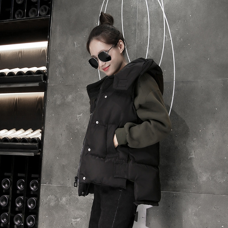 Tide card 2021 new autumn and winter down cotton Machia woman short section Korean version loose large size student thickened cotton jacket jacket