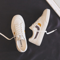  Tide brand leather student casual white shoes womens 2021 autumn new Korean version of the girls wild sports flat shoes