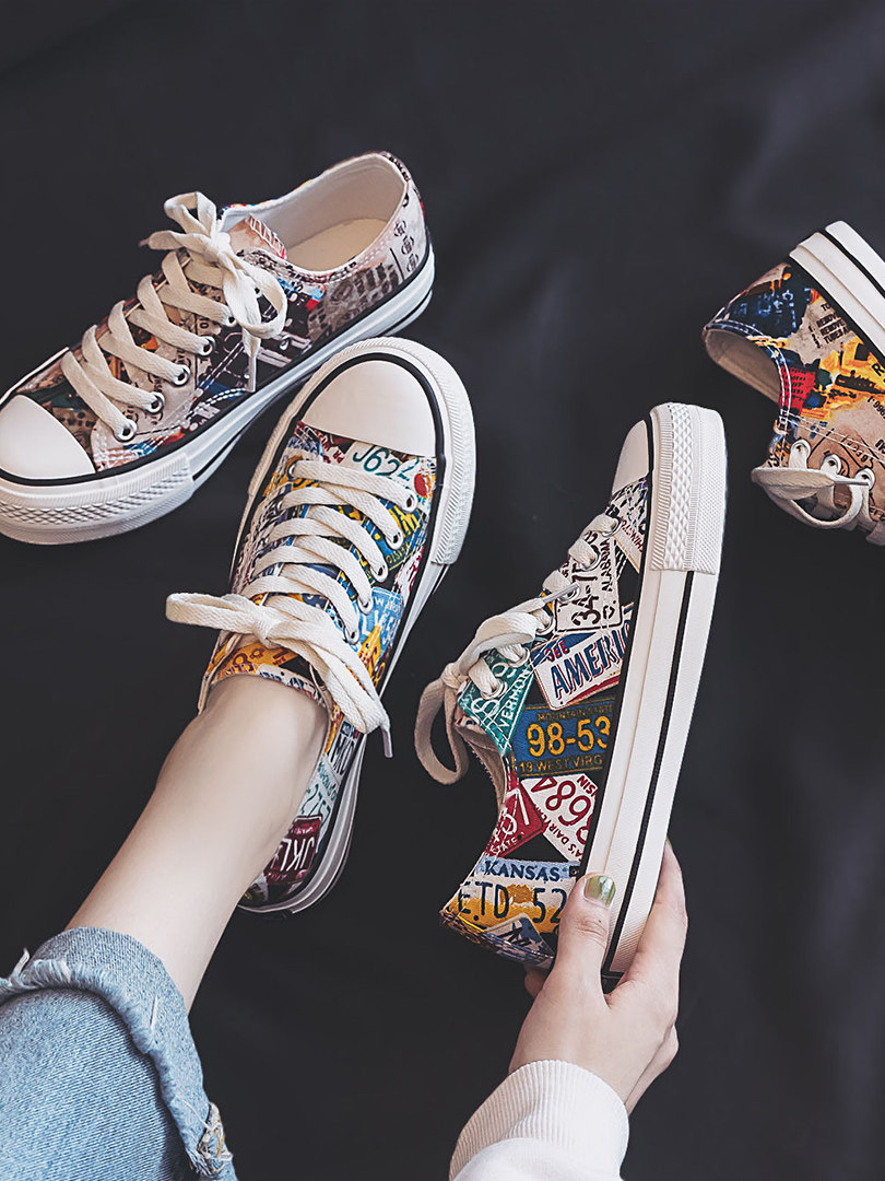 Tide cards 2022 spring and summer new sails shoes schoolgirls Han version board shoes 100 hitch casual tennis red street pat breathable cloth shoes