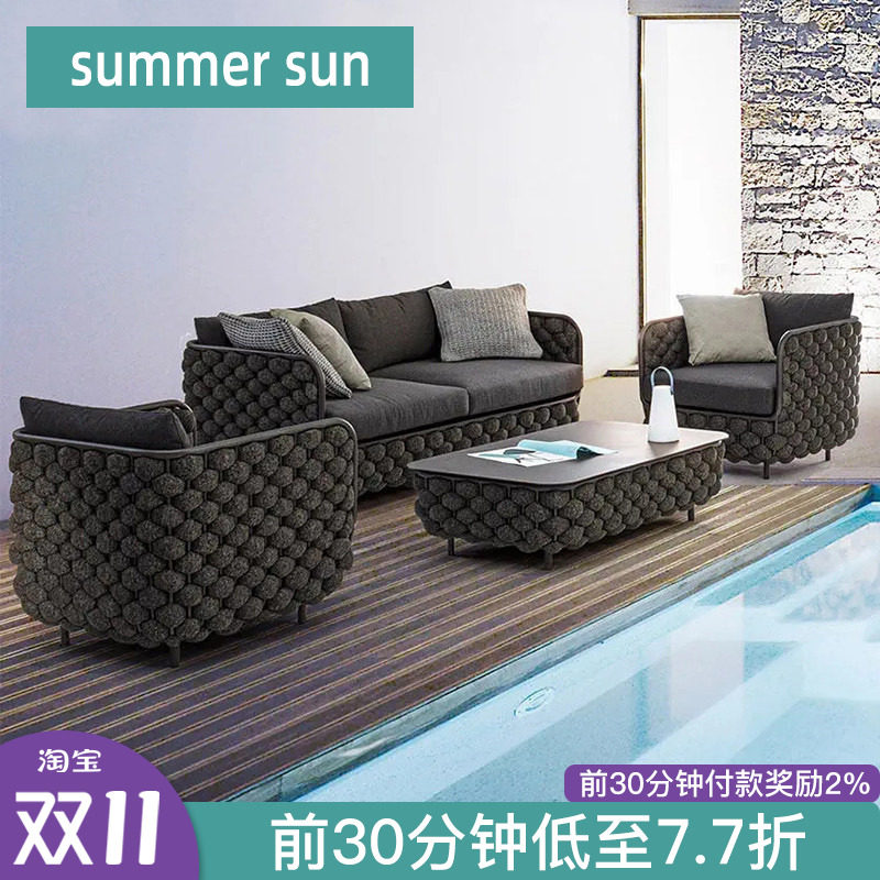 Nordic outdoor sofa villa courtyard garden leisure rattan outdoor terrace balcony waterproof sunscreen rattan chair furniture