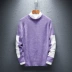 Áo len cổ tròn tương phản áo len nam áo len nam cổ cao áo len nam Hàn Quốc áo len cashmere nam A