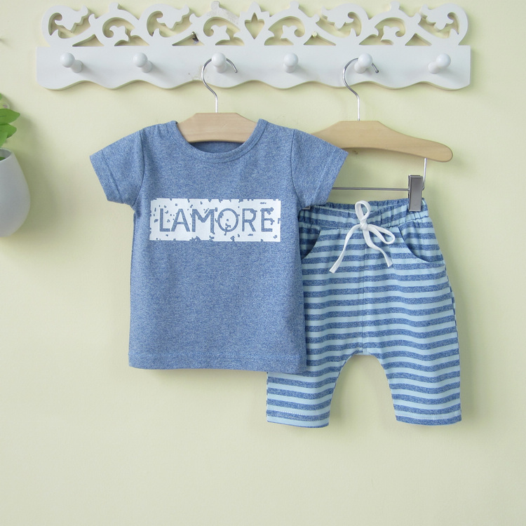 Infants and young children 0-1-2-3 years old male baby summer dress half-sleeved suit baby casual trendy children's style foreign style summer clothes
