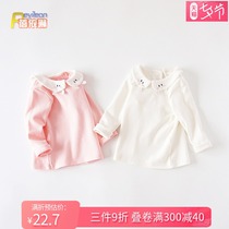 0 one 1-2-3 years old childrens autumn female baby long-sleeved T-shirt Class A spring and autumn doll collar baby bottoming shirt top