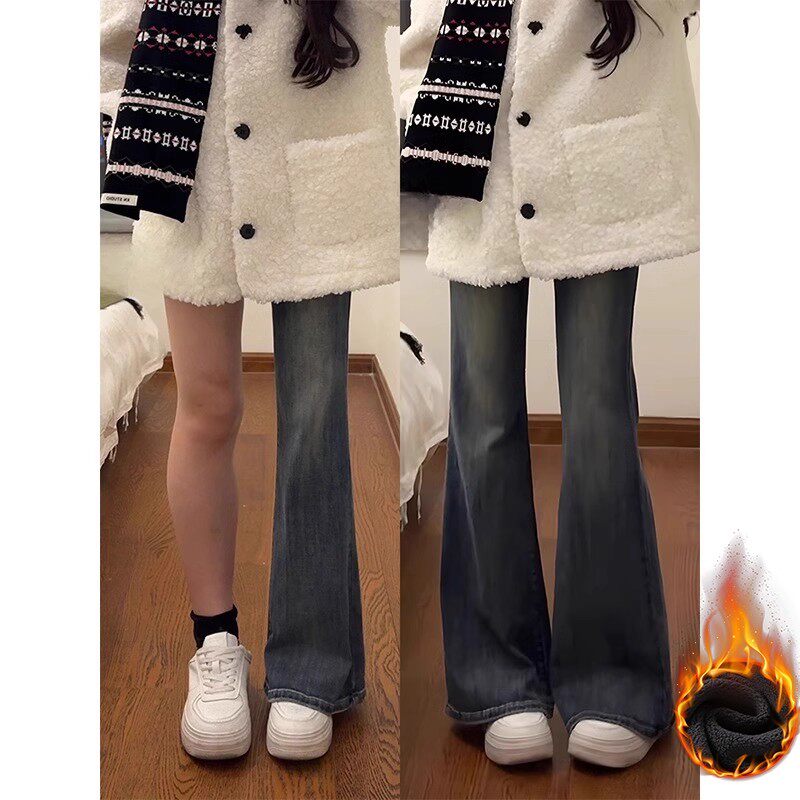 Брюки для девочек весенне-осенние модели, новинка 2025 года, детские расклешенные брюки для девочек, большие детские повседневные джинсы-стрейч