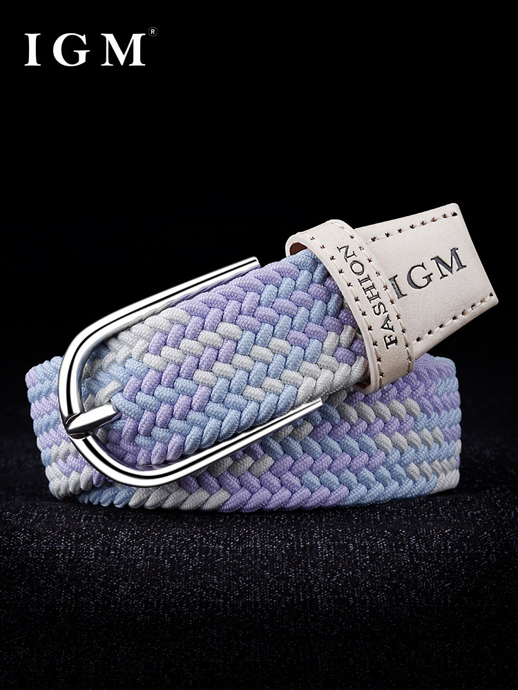 Versatile jeans ins belt Women free perforated canvas belt Women braided elastic elastic student decorative pants