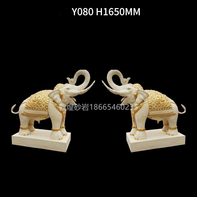 Sandstone relief mural hotel background wall fiberglass elephant lion sculpture decoration fountain flower pot can be customized