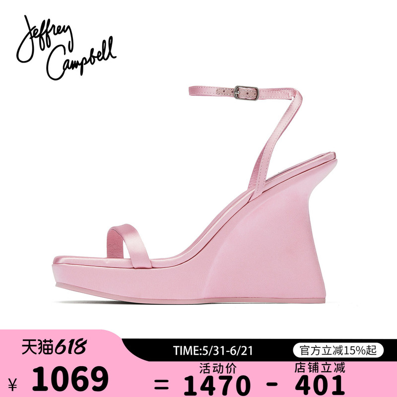 American Jeffrey Campbell Pink Waterproof Platform Ultra-High Heel Wedge Strap Buckle Sandals for Women in Summer American Jeffrey Campbell Pink Waterproof Platform Ultra-High Heel Wedge Strap Buckle Sandals for Women in Summer