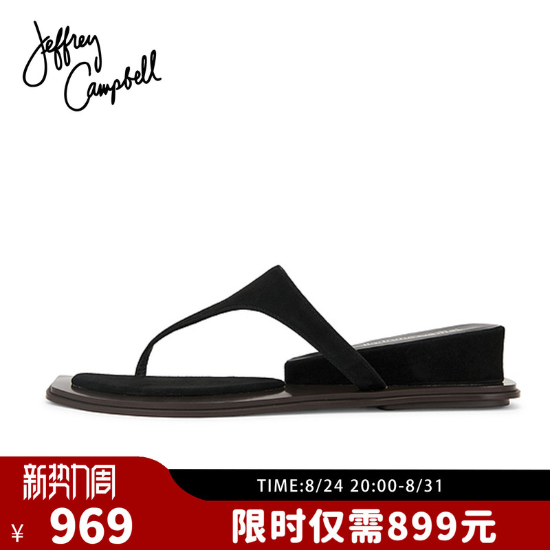 American Jeffrey Campbell Classic Black Thong Toe-Post Flat Beach Slippers Sandals for Women Summer New