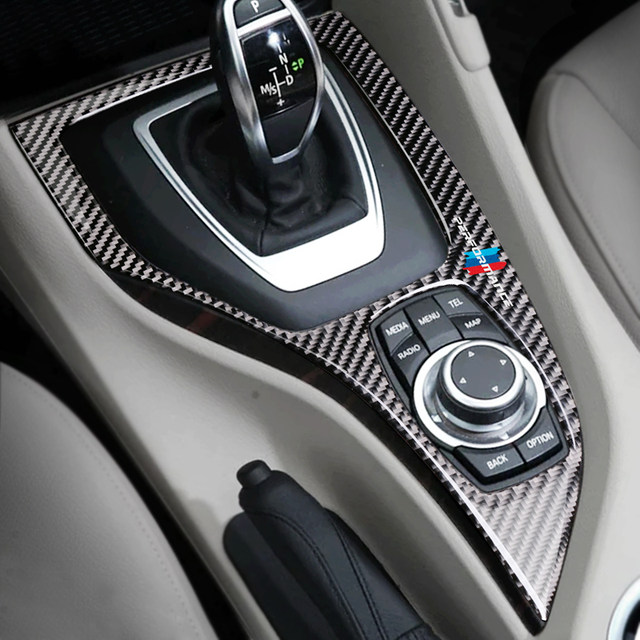 BMW old X1 modified carbon fiber interior interior E84 central control gear panel decorative car sticker 11-15 auto accessories