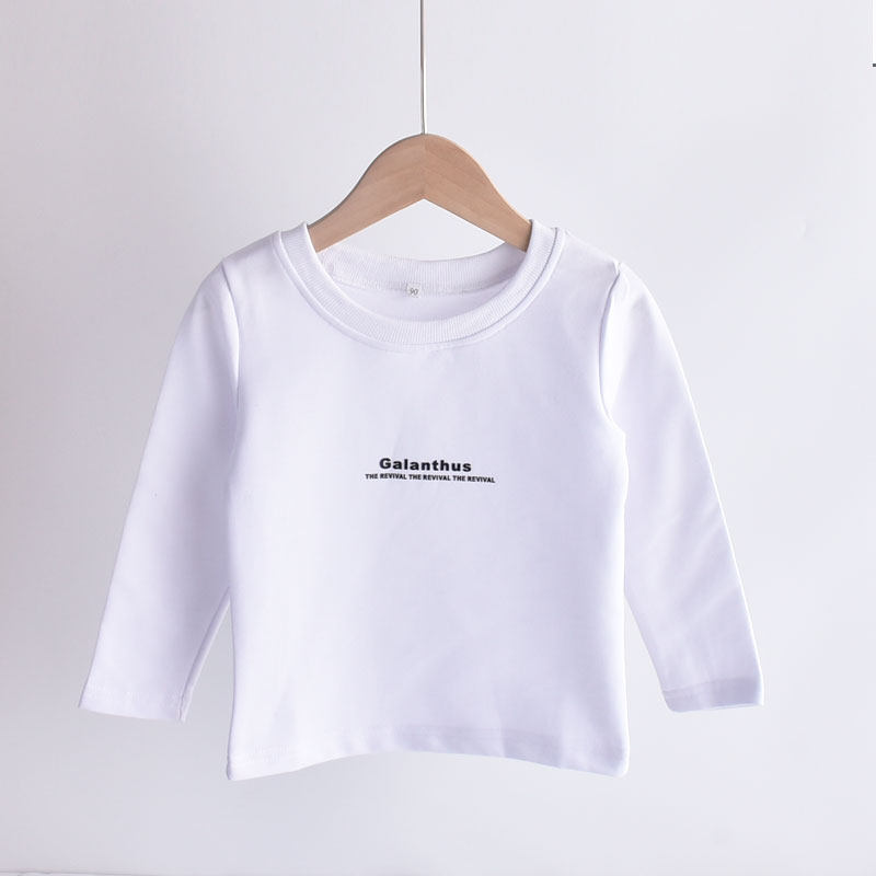 Boy white undershirt 2022 new spring fit children long sleeves T-shirt children casual thick cotton baby blouses