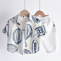 Childrens short-sleeved shirt summer boys summer clothes thin baby shirt childrens cotton coat childrens foreign Leisure
